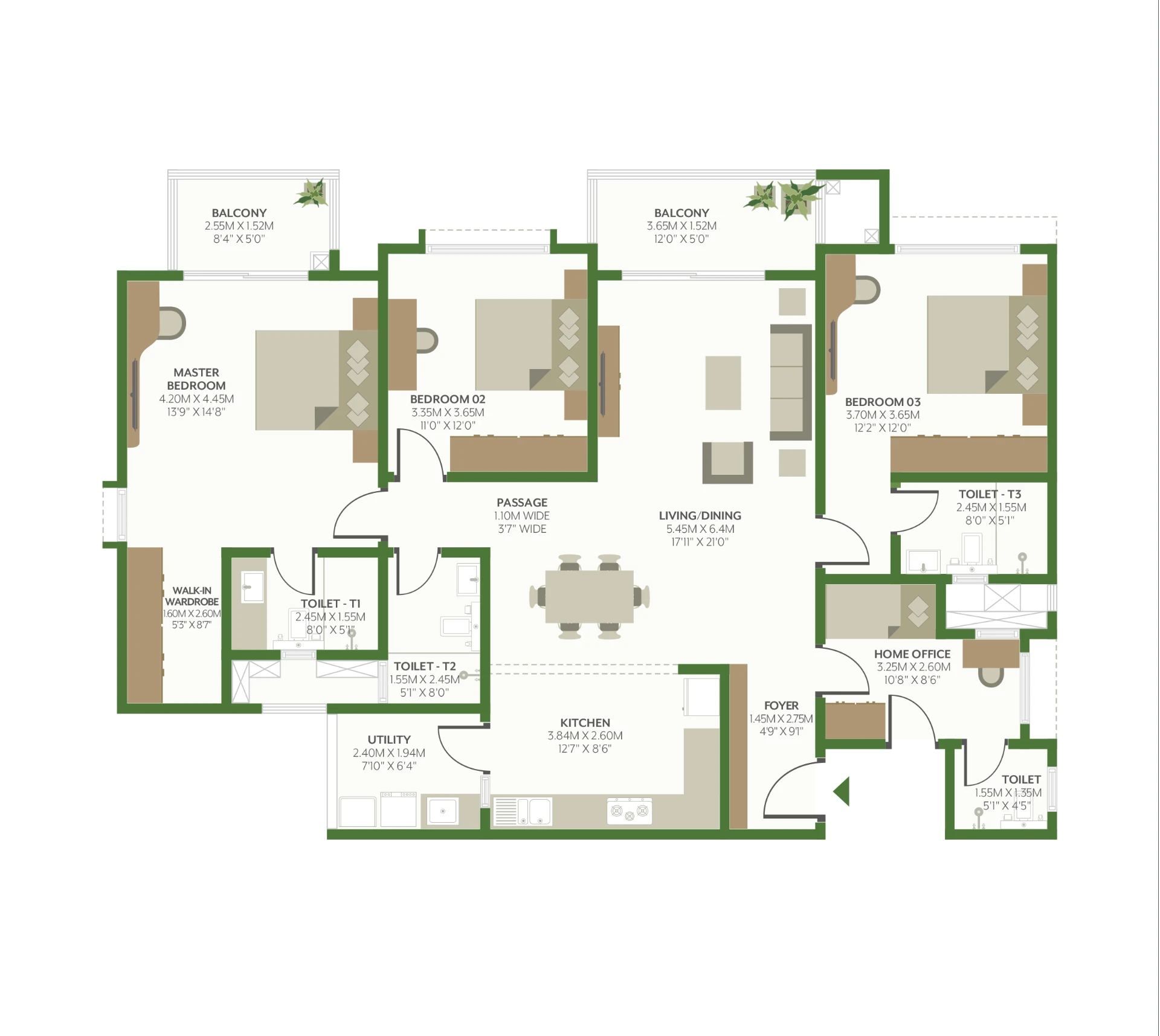 3.5 BHK floor plan